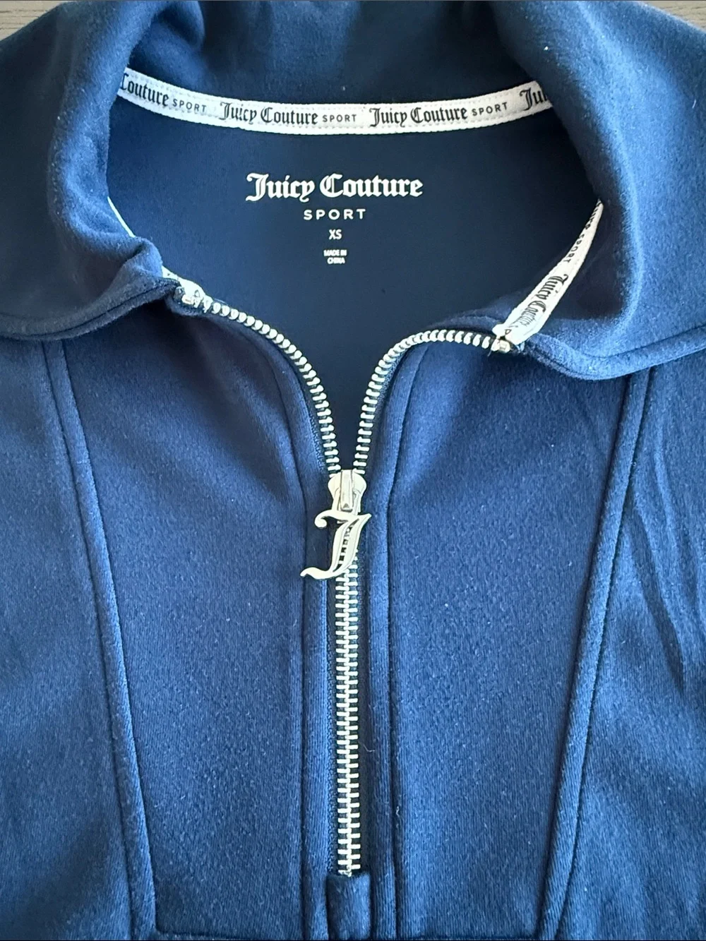 Juicy Couture Sport NWT Navy 2-Piece Set XS Cropped Pants Quarter Zip